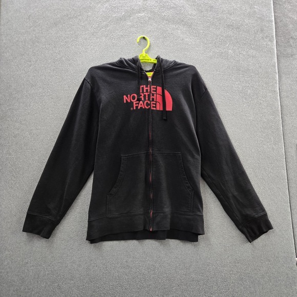 The North Face Other - The North Face Men Hoodie XXL Black Fleece Logo Text Activewear Zipper Long